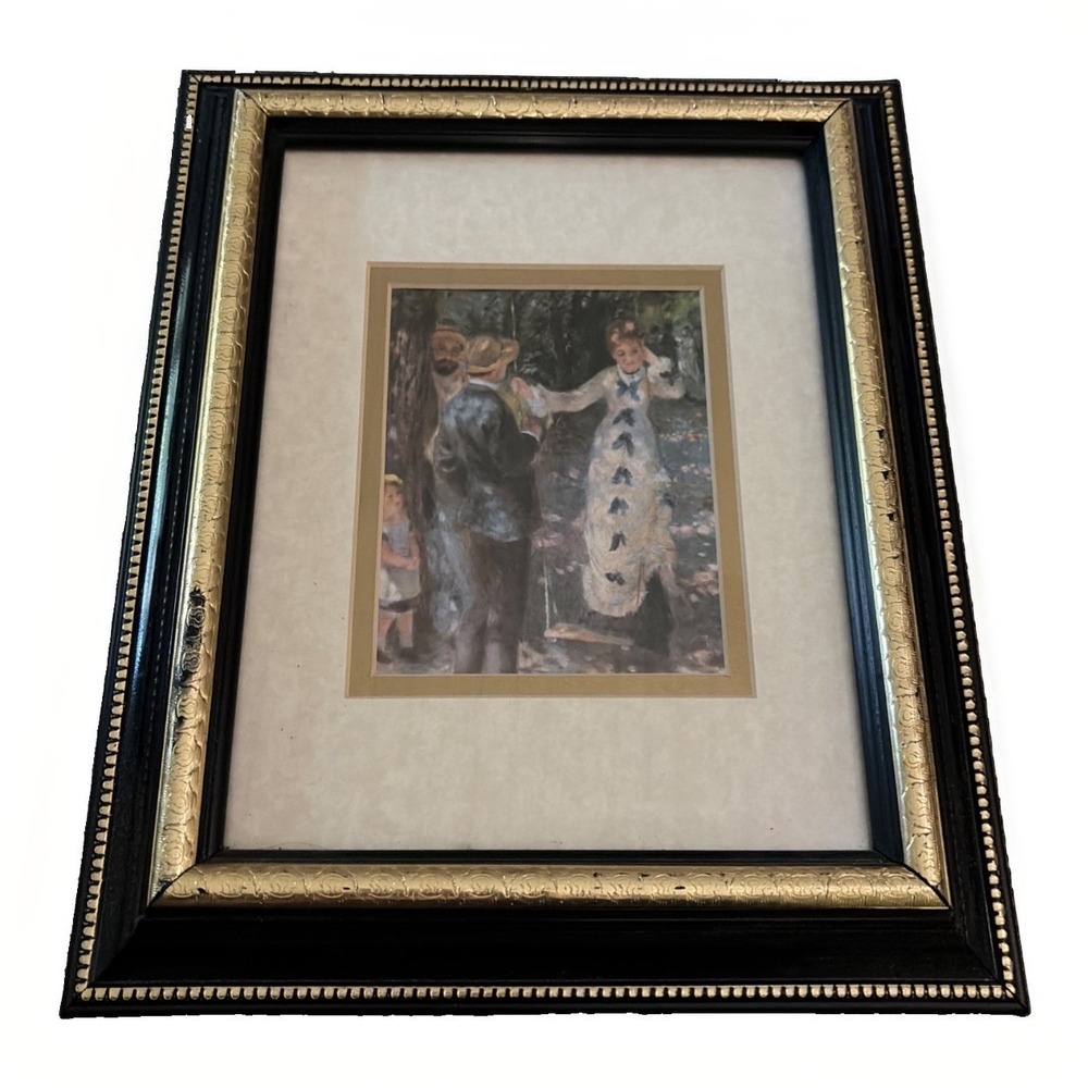 Vintage Gold Framed Pierre-Auguste Renoir "The Swing" Print of Painting Wall Art